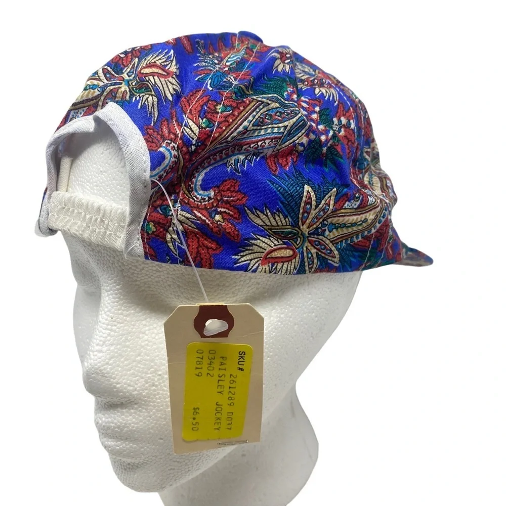 Vintage Unisex M/L Blue Paisley Jockey Adjustable Back Baseball‎ Cap Hat